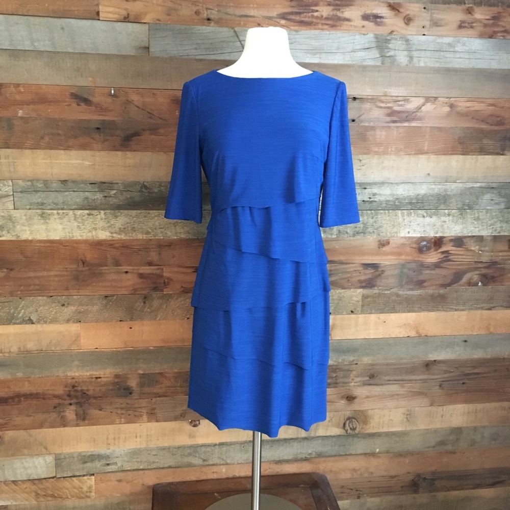 Tahari blue tiered dress size 6